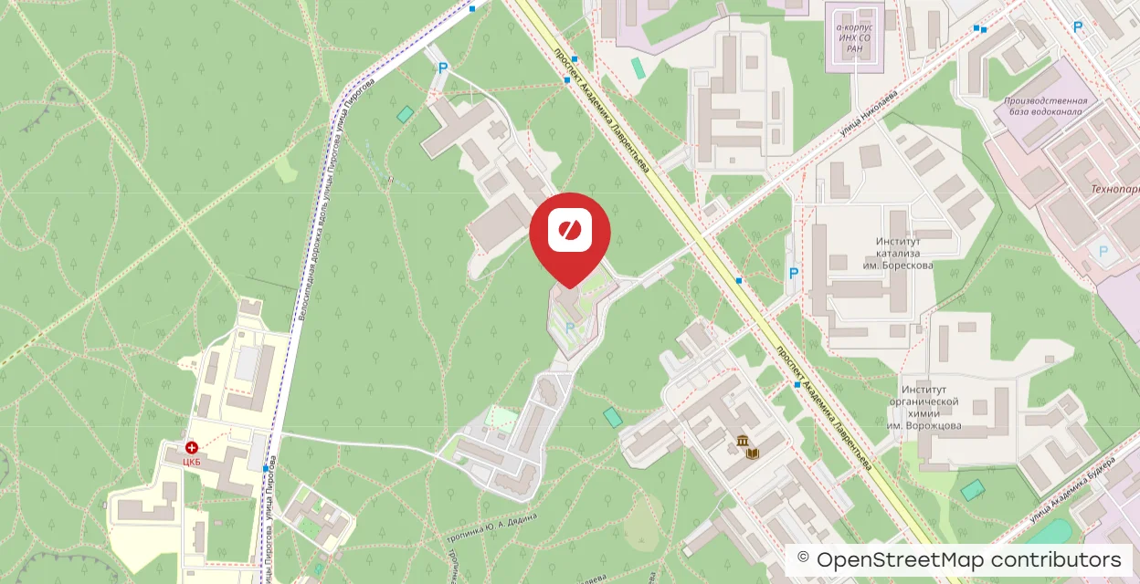 Карта: Новосибирск, 630090, проспект Академика Лаврентьева, д. 2/2